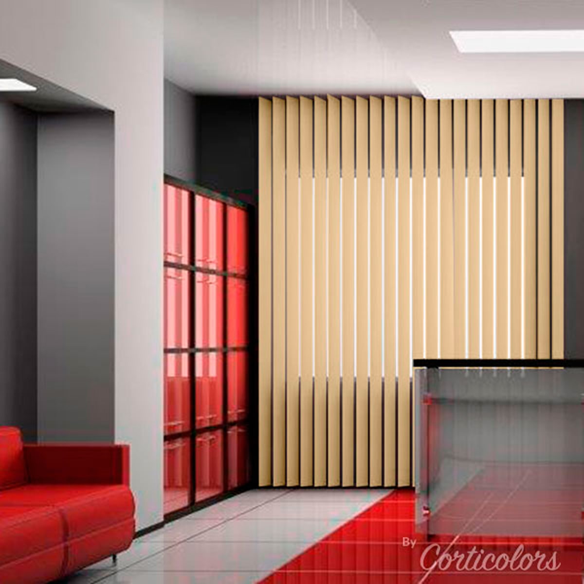 Cortina vertical opaca a medida Oslo Beige fabricada por Corticolors