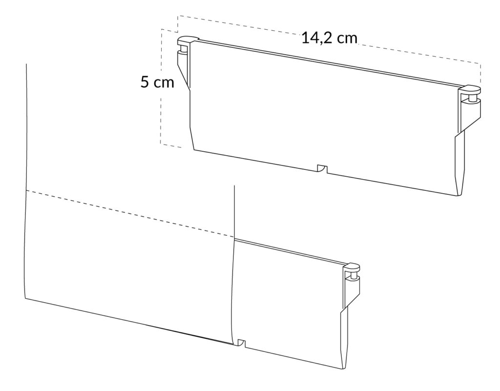 Medida del contrapeso de las lamas de Corticolors con 127 mm