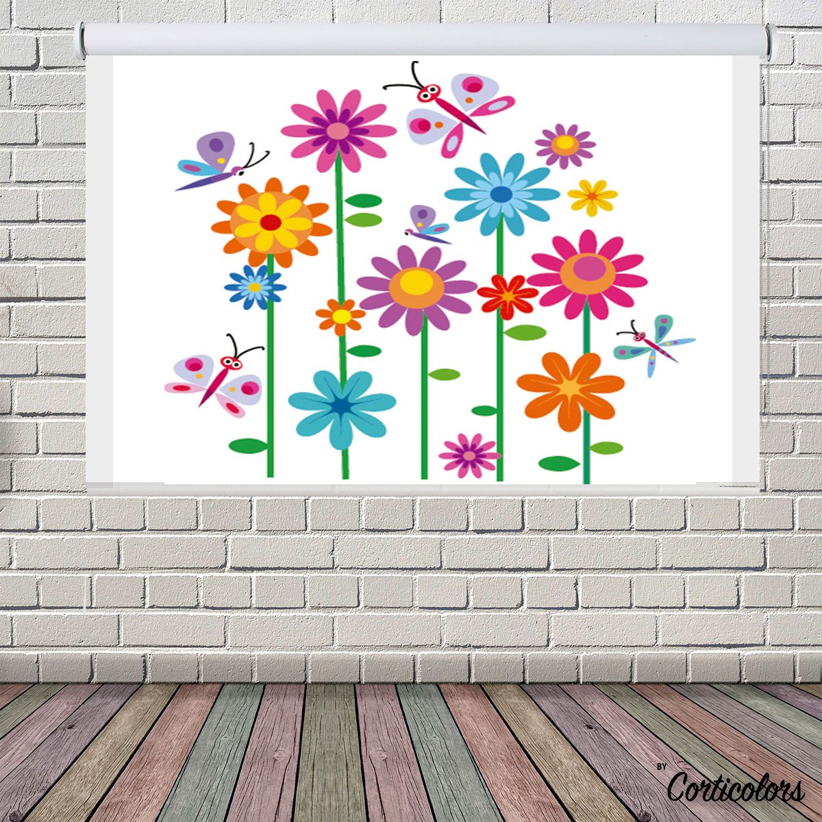 Estor estampado juvenil flores de colores