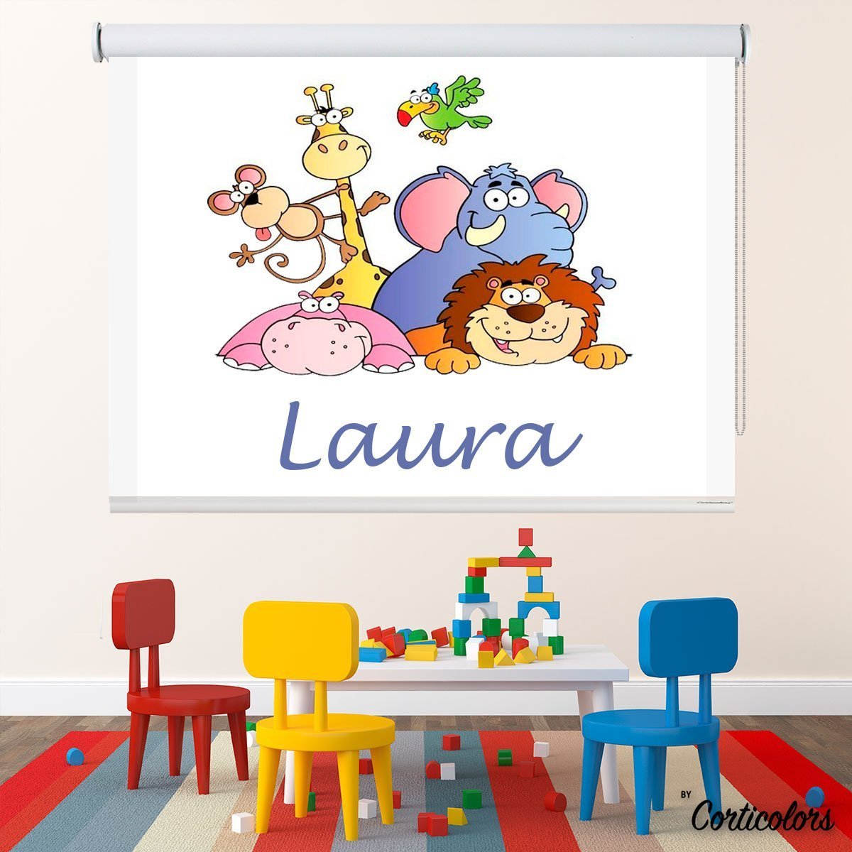 Estor infantil con nombre y animales
