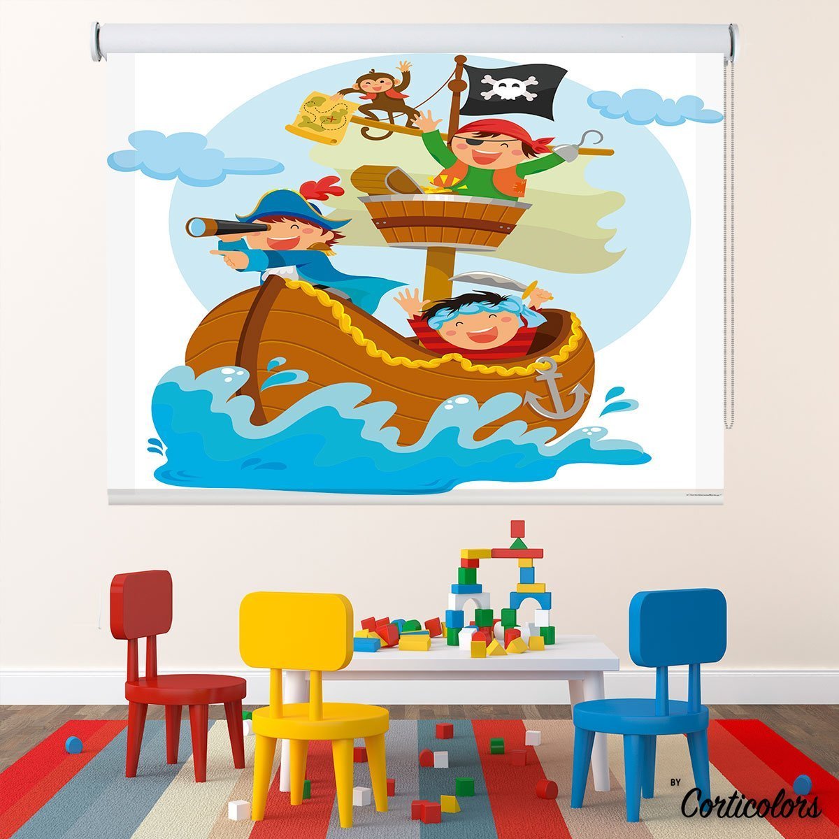 Estor enrollable personalizado piratas