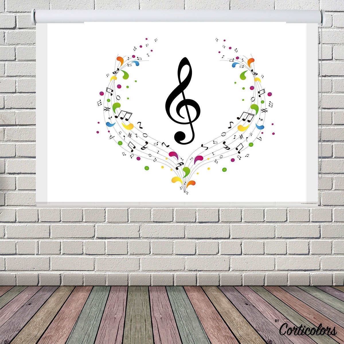 Este estor para habitaciones juveniles es perfecto para los amantes de la música, con una clave de sol