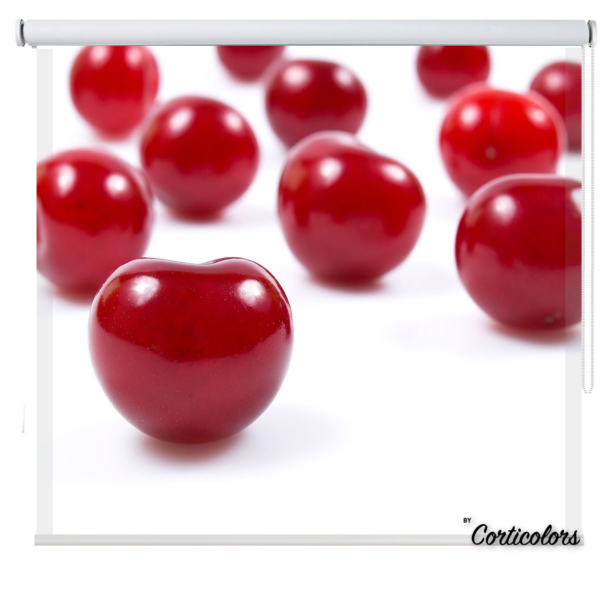 Cortina enrollable para cocina con frutas de picotas