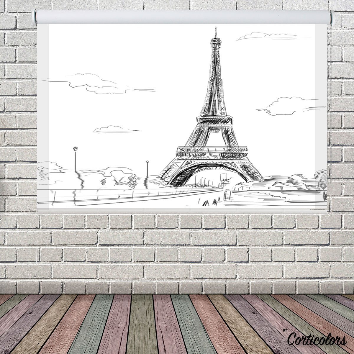 Estor enrollable juvenil con foto de la torre eiffel