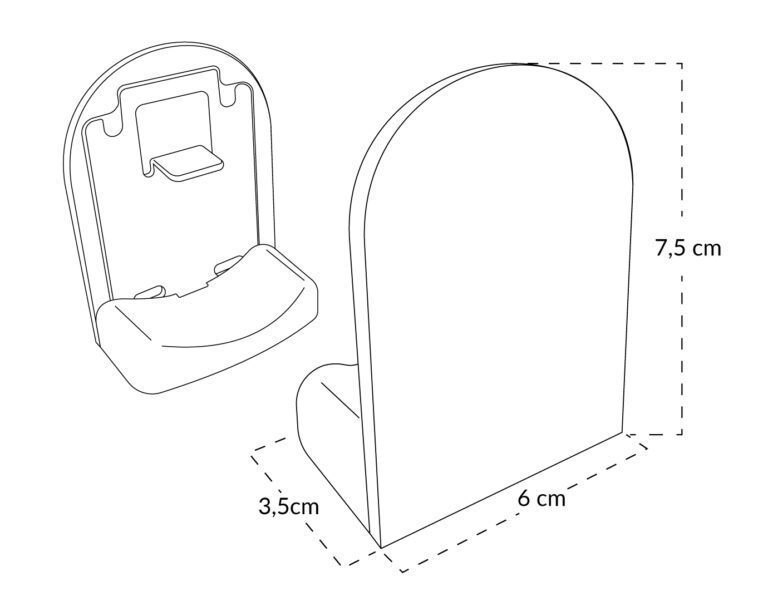 Soporte para estor enrollable con sus medidas indicadas, mostrando dimensiones y diseño para facilitar la correcta instalación y ajuste del estor.