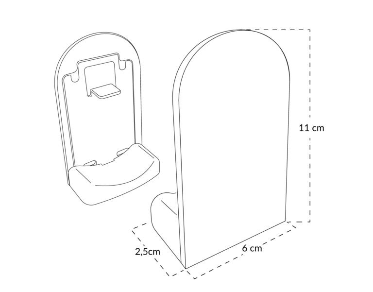 Soporte largo para estor enrollable con sus medidas indicadas, mostrando dimensiones precisas y diseño resistente para una instalación segura y ajustada del estor.