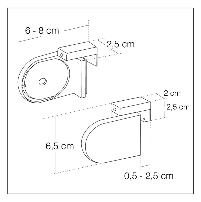 Medida de los soportes para estores sin taladrar de corticolors.