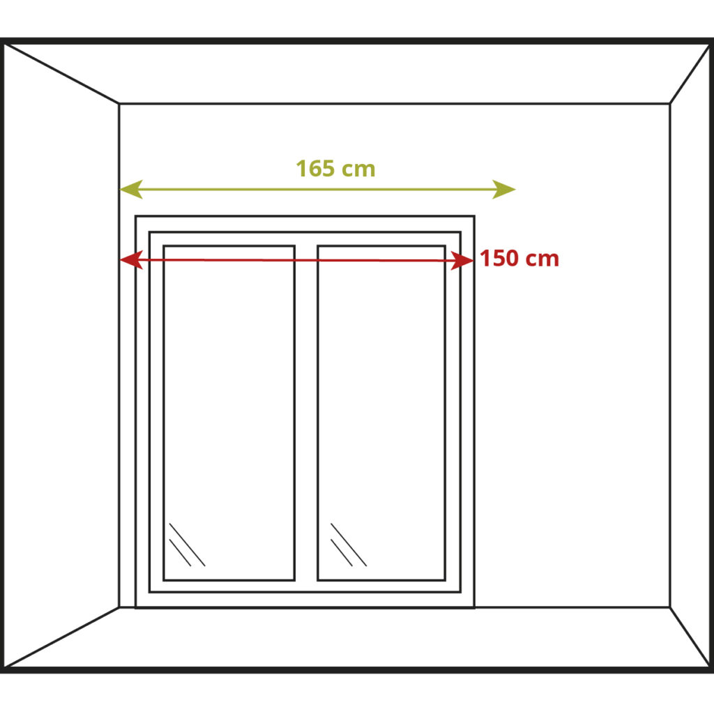 Medir ancho cortina vertical con espacio a un lado