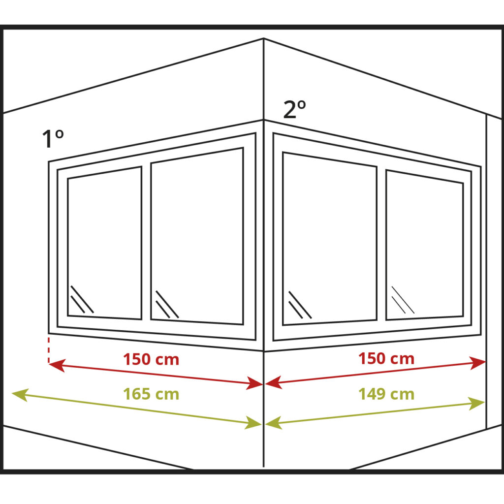 Medir el ancho de cortinas verticales ventana esquinera