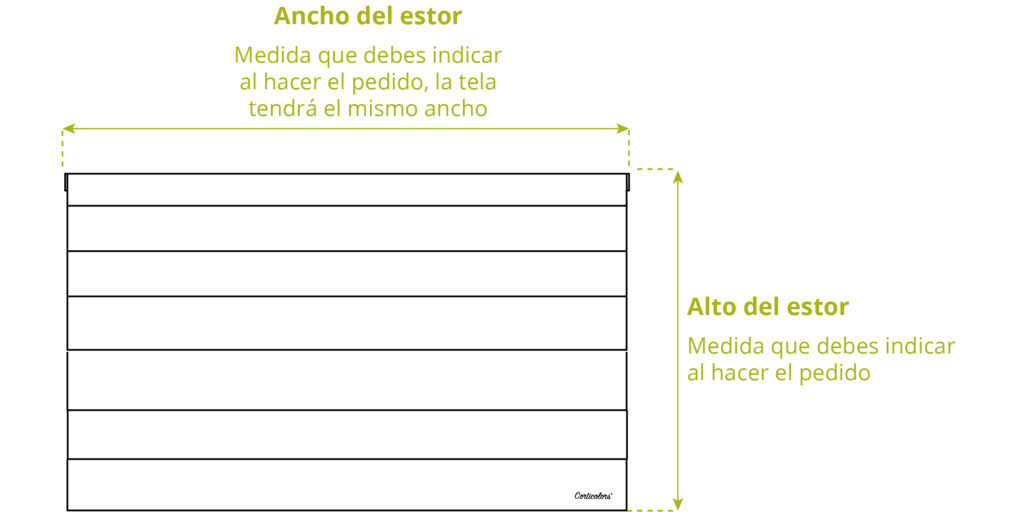 Medida tela estores paqueto plegables