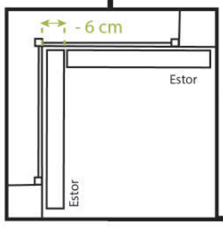 Medida que hay que restar a los estores para cortinas de cristal si van en un rincón