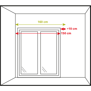 Guía visual para medir el ancho de un estor enrollable dejando espacio a un lado, mostrando cómo tomar las dimensiones correctamente para una instalación precisa y un ajuste óptimo.