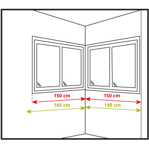 Medición ancho ventana rinconera estores