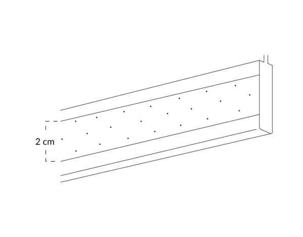 Medida del velcro, guía visual para una instalación precisa y segura, asegurando que los paneles queden correctamente fijados y alineados.